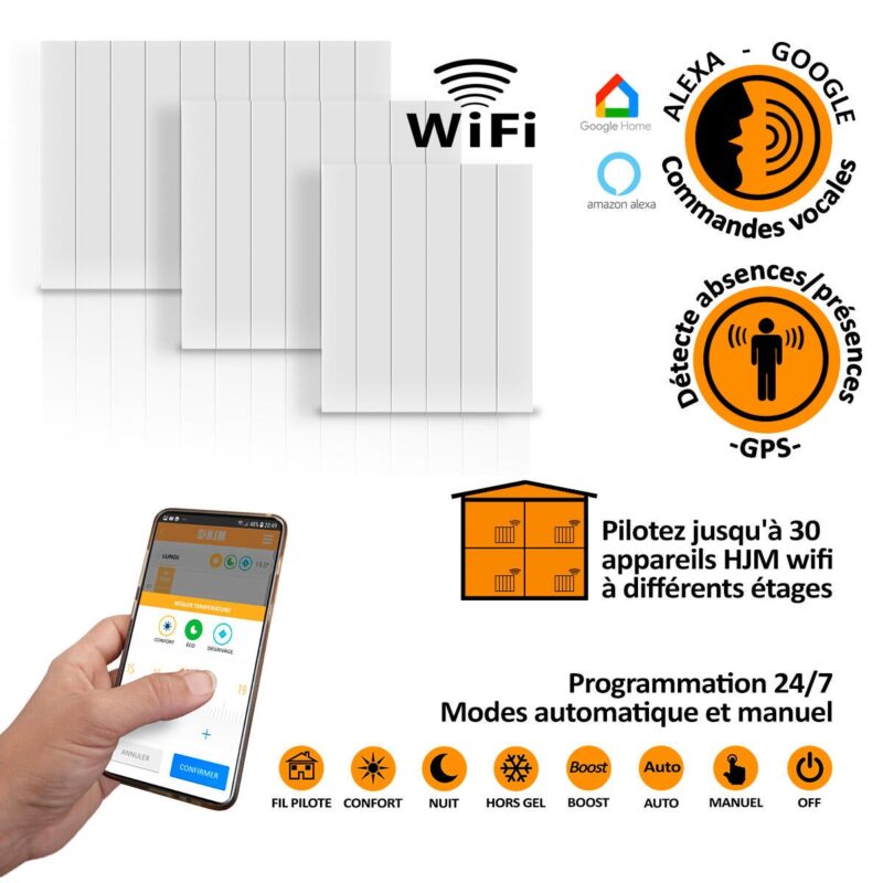 Radiador eléctrico conectado a inercia seca 1500 W HJM AVA H WIFI - Imagen 7