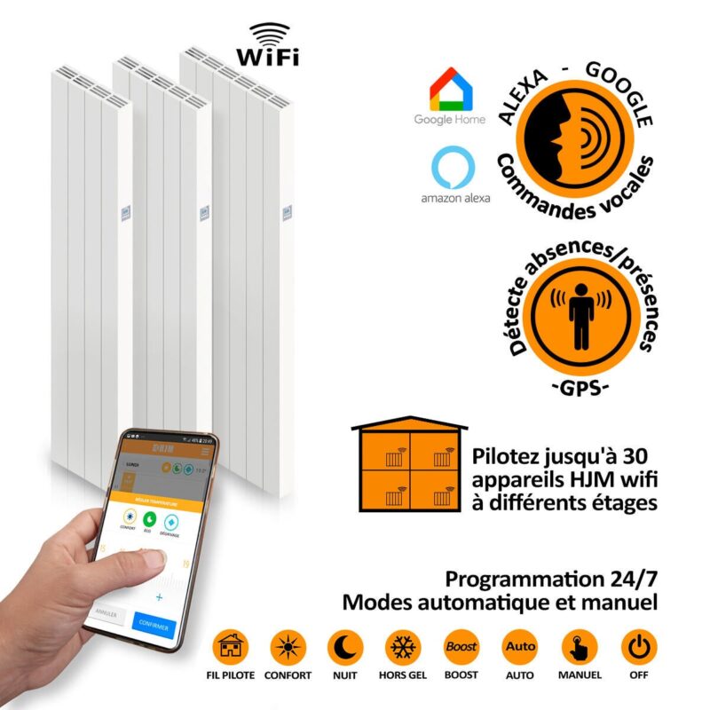 Radiador eléctrico conectado a inercia seca 2000 W HJM AVA V WIFI - Imagen 7